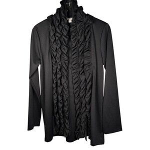 Fever Size Large Ruffle Sweater Formal Black Office Work Brunch